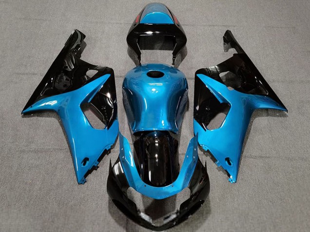 Billige Suzuki GSXR 600 / GSXR 750 Motorrad Verkleidung 2001-2003 - Hellblau Glanzendes Schwarz