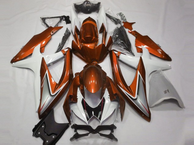Billige Suzuki GSXR 600 / GSXR 750 Motorrad Verkleidung 2008-2010 - Weiss Orange Silber Schwarz
