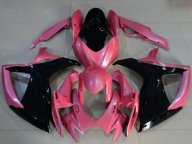 Billige Suzuki GSXR 600 / GSXR 750 Motorrad Verkleidung 2006-2007 - Rosa Glanzendes Schwarz