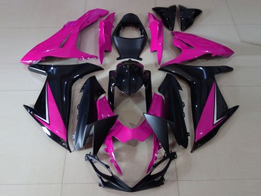 Billige Suzuki GSXR 600 / GSXR 750 Motorrad Verkleidung 2011-2024 - Rosa Glanzendes Schwarz Matt Schwarz