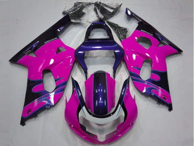 Billige Suzuki GSXR 600 / GSXR 750 Motorrad Verkleidung 2001-2003 - Rosa Glanzendes Blau