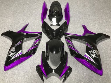Billige Suzuki GSXR 600 / GSXR 750 Motorrad Verkleidung 2006-2007 - Lila Glanzendes Schwarz