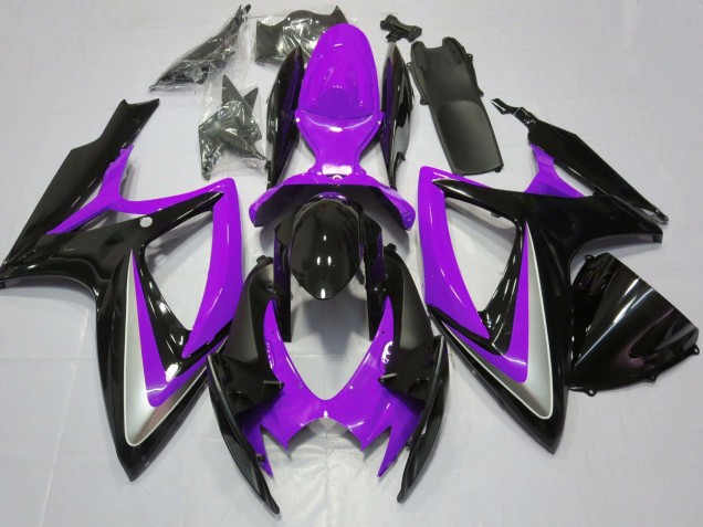Billige Suzuki GSXR 600 / GSXR 750 Motorrad Verkleidung 2006-2007 - Lila Glanzendes Schwarz