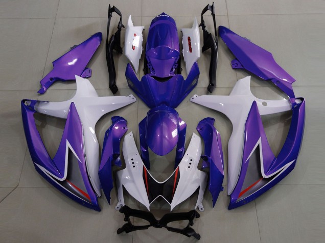 Billige Suzuki GSXR 600 / GSXR 750 Motorrad Verkleidung 2008-2010 - Weiss Lila Schwarz