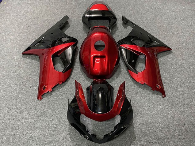 Billige Suzuki GSXR 600 / GSXR 750 Motorrad Verkleidung 2001-2003 - Rot Glanzendes Schwarz