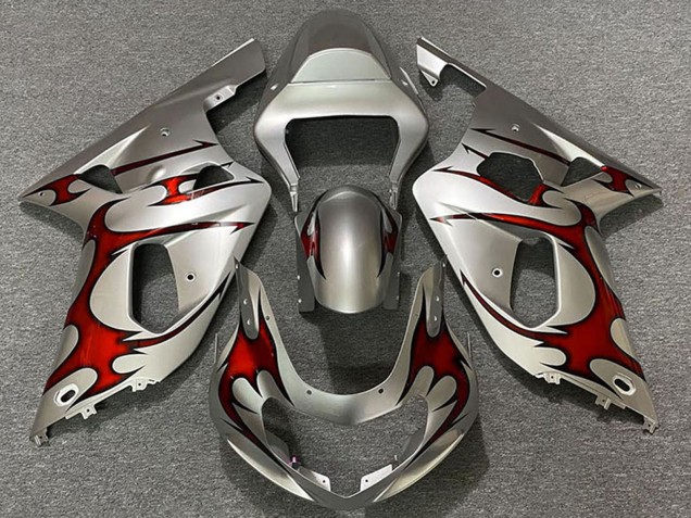 Billige Suzuki GSXR 600 / GSXR 750 Motorrad Verkleidung 2001-2003 - Silber Rot