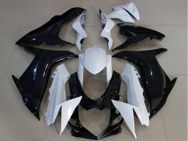 Billige Suzuki GSXR 600 / GSXR 750 Motorrad Verkleidung 2011-2024 - Weiss Glanzendes Schwarz