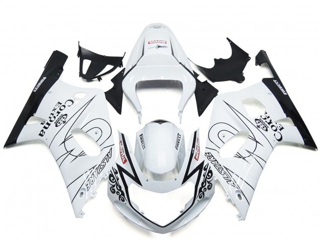Billige Suzuki GSXR 600 / GSXR 750 Motorrad Verkleidung 2001-2003 - Weiss Schwarz Corona Alstare