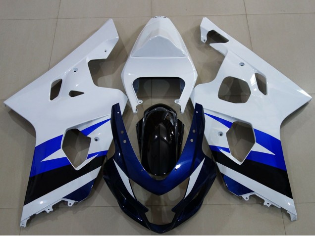Billige Suzuki GSXR 600 / GSXR 750 Motorrad Verkleidung 2004-2005 - Weiss Blau Glanzendes Schwarz