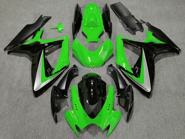 Billige Suzuki GSXR 600 / GSXR 750 Motorrad Verkleidung 2006-2007 - Grun Silber Glanzendes Schwarz OEM Stil