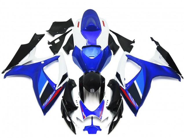 Billige Suzuki GSXR 600 / GSXR 750 Motorrad Verkleidung 2006-2007 - Blau Weiss Rot Glanzendes Schwarz OEM Stil