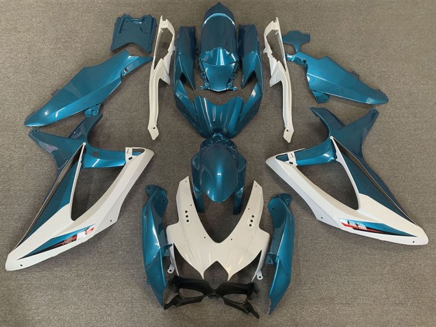 Billige Suzuki GSXR 600 / GSXR 750 Motorrad Verkleidung 2008-2010 - Weiss Hellblau OEM Stil