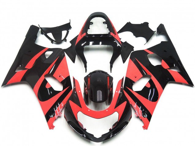 Billige Suzuki GSXR 600 / GSXR 750 Motorrad Verkleidung 2001-2003 - Hellrot Glanzendes Schwarz OEM Stil