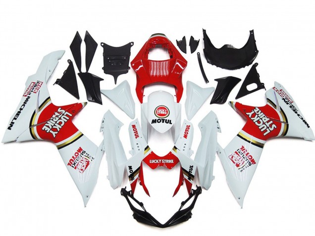 Billige Suzuki GSXR 600 / GSXR 750 Motorrad Verkleidung 2011-2024 - Weiss Rot Motul Lucky Strike