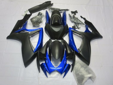 Billige Suzuki GSXR 600 / GSXR 750 Motorrad Verkleidung 2006-2007 - Matt Schwarz Blau