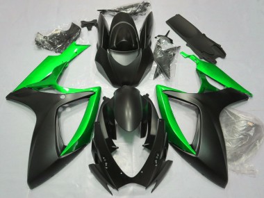 Billige Suzuki GSXR 600 / GSXR 750 Motorrad Verkleidung 2006-2007 - Matt Schwarz Grun