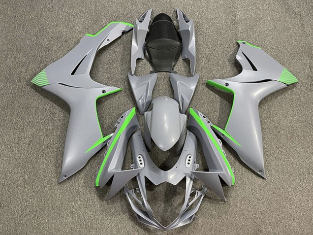 Billige Suzuki GSXR 600 / GSXR 750 Motorrad Verkleidung 2011-2024 - Matt Nardo Grau Grun Accents