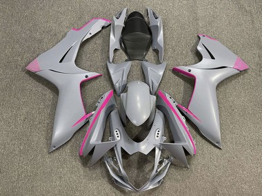 Billige Suzuki GSXR 600 / GSXR 750 Motorrad Verkleidung 2011-2024 - Matt Nardo Grau Rosa Accents