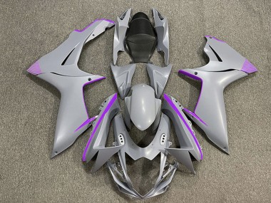 Billige Suzuki GSXR 600 / GSXR 750 Motorrad Verkleidung 2011-2024 - Matt Nardo Grau Lila Accents