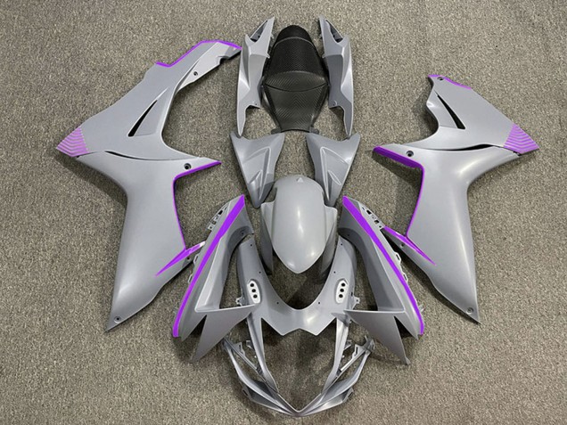 Billige Suzuki GSXR 600 / GSXR 750 Motorrad Verkleidung 2011-2024 - Matt Nardo Grau Lila Accents