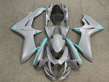 Billige Suzuki GSXR 600 / GSXR 750 Motorrad Verkleidung 2011-2024 - Matt Nardo Grau Blau Grun Accents