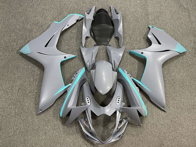 Billige Suzuki GSXR 600 / GSXR 750 Motorrad Verkleidung 2011-2024 - Matt Nardo Grau Blau Grun Accents