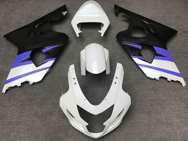 Billige Suzuki GSXR 600 / GSXR 750 Motorrad Verkleidung 2004-2005 - Weiss Blau Matt Schwarz