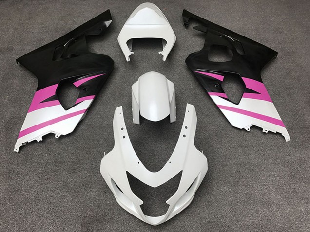 Billige Suzuki GSXR 600 / GSXR 750 Motorrad Verkleidung 2004-2005 - Weiss Rosa Matt Schwarz