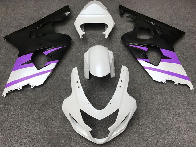 Billige Suzuki GSXR 600 / GSXR 750 Motorrad Verkleidung 2004-2005 - Weiss Lila Matt Schwarz