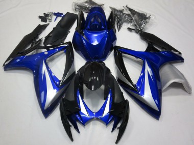 Billige Suzuki GSXR 600 / GSXR 750 Motorrad Verkleidung 2006-2007 - Blau Silber Glanzendes Schwarz OEM Stil