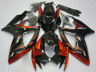 Billige Suzuki GSXR 600 / GSXR 750 Motorrad Verkleidung 2006-2007 - Orange Glanzendes Schwarz