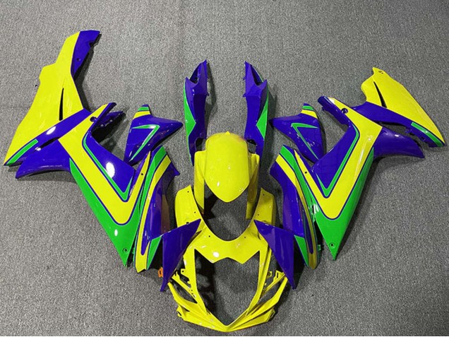 Billige Suzuki GSXR 600 / GSXR 750 Motorrad Verkleidung 2011-2024 - Blau Gelb Grun