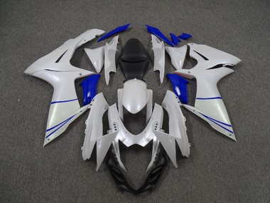 Billige Suzuki GSXR 600 / GSXR 750 Motorrad Verkleidung 2011-2024 - Perl Weiss und Dunkel Blau