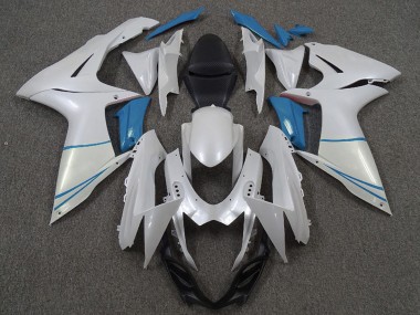 Billige Suzuki GSXR 600 / GSXR 750 Motorrad Verkleidung 2011-2024 - Perl Weiss und Hellblau