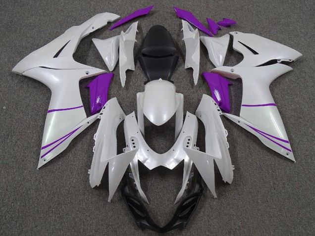 Billige Suzuki GSXR 600 / GSXR 750 Motorrad Verkleidung 2011-2024 - Perl Weiss und Lila