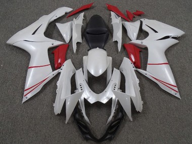 Billige Suzuki GSXR 600 / GSXR 750 Motorrad Verkleidung 2011-2024 - Perl Weiss und Rot