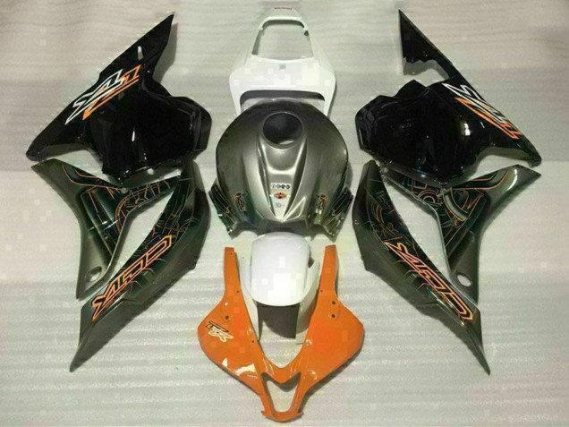 Billige Honda CBR600RR Motorrad Verkleidung 2009-2012 - Weiss Orange Glanzendes Schwarz