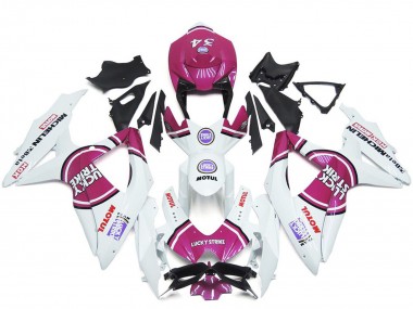 Billige Suzuki GSXR 600 / GSXR 750 Motorrad Verkleidung 2008-2010 - Weiss Rosa Motul Lucky Strike 34