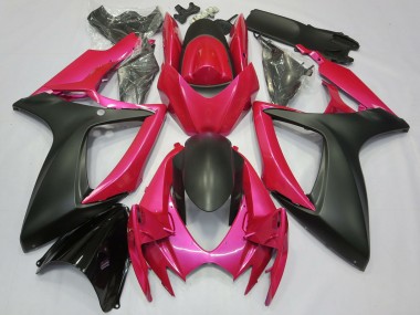 Billige Suzuki GSXR 600 / GSXR 750 Motorrad Verkleidung 2006-2007 - Rosa Matt Schwarz