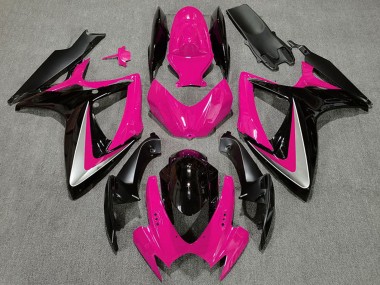 Billige Suzuki GSXR 600 / GSXR 750 Motorrad Verkleidung 2006-2007 - Rosa Silber Glanzendes Schwarz OEM Stil