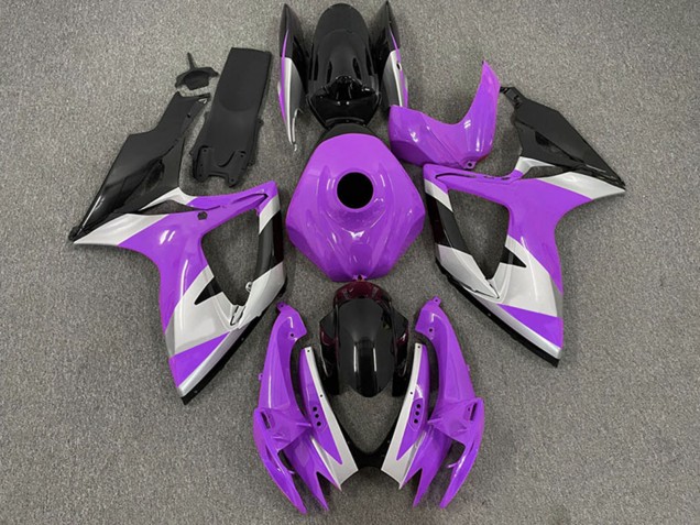 Billige Suzuki GSXR 600 / GSXR 750 Motorrad Verkleidung 2006-2007 - Lila Silber Glanzendes Schwarz