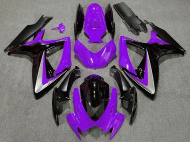 Billige Suzuki GSXR 600 / GSXR 750 Motorrad Verkleidung 2006-2007 - Lila Silber Glanzendes Schwarz OEM Stil
