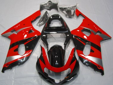 Billige Suzuki GSXR 600 / GSXR 750 Motorrad Verkleidung 2001-2003 - Rot Silber Glanzendes Schwarz OEM Stil