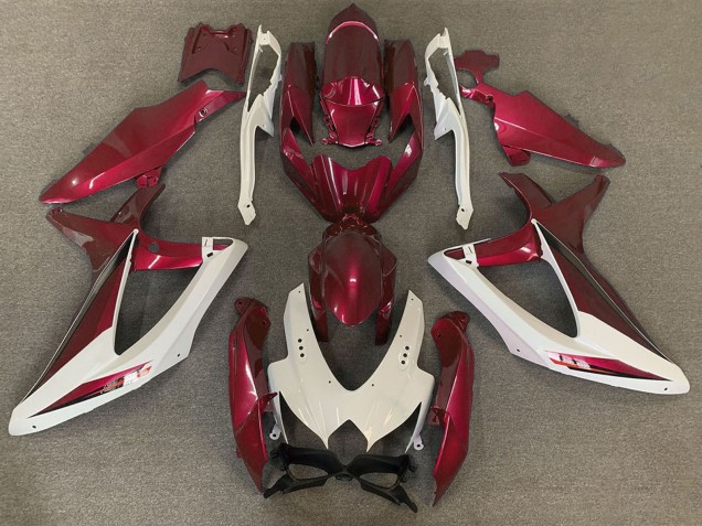 Billige Suzuki GSXR 600 / GSXR 750 Motorrad Verkleidung 2008-2010 - Weiss Rot OEM Stil