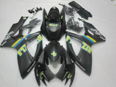 Billige Suzuki GSXR 600 / GSXR 750 Motorrad Verkleidung 2006-2007 - Matt Schwarz Blau Gelb Rizla