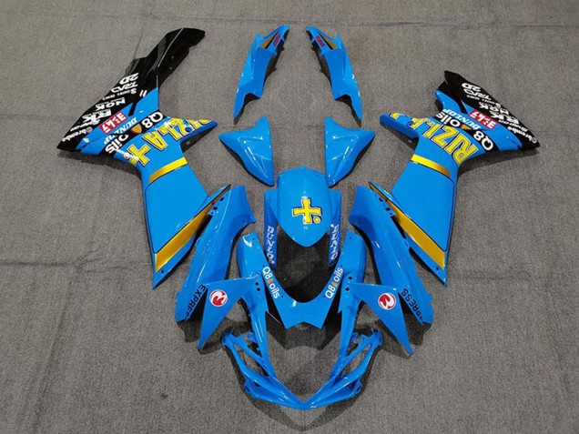 Billige Suzuki GSXR 600 / GSXR 750 Motorrad Verkleidung 2011-2024 - Blau Gelb Gold Schwarz Rizla