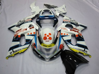 Billige Suzuki GSXR 600 / GSXR 750 Motorrad Verkleidung 2001-2003 - Weiss Blau Rot Gelb Spots