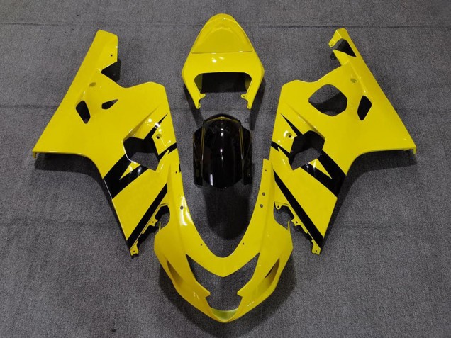 Billige Suzuki GSXR 600 / GSXR 750 Motorrad Verkleidung 2004-2005 - Gelb Glanzendes Schwarz OEM Stil