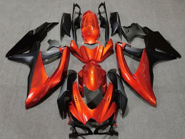 Billige Suzuki GSXR 600 / GSXR 750 Motorrad Verkleidung 2008-2010 - Orange Matt Schwarz
