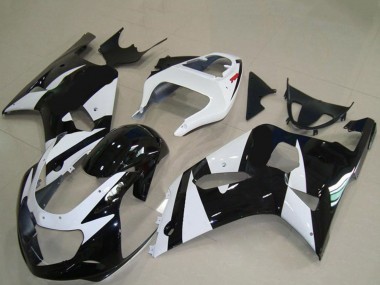 Billige Suzuki GSXR 600 / GSXR 750 Motorrad Verkleidung 2001-2003 - Weiss Glanzendes Schwarz